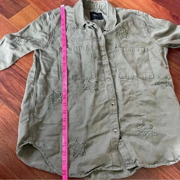 Rails Marcel Sage with Stars Shirt Jacket Long Sleeve Button Down Green Pocket S - Picture 9 of 10